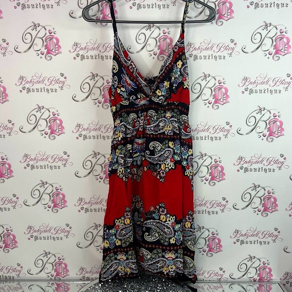 Majora dress paisley flowy boho Paisley Print Red Mini Dress hippie style tank